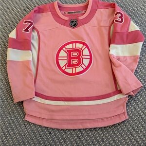Girls pink glitter Boston Bruins jersey #73 McAvoy